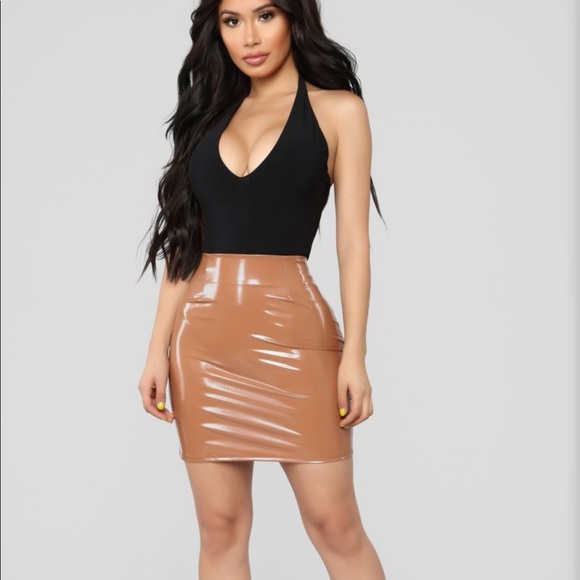 Fashion Nova Dresses & Skirts - Fashion Nova Latex PU Boot camp mini skirt